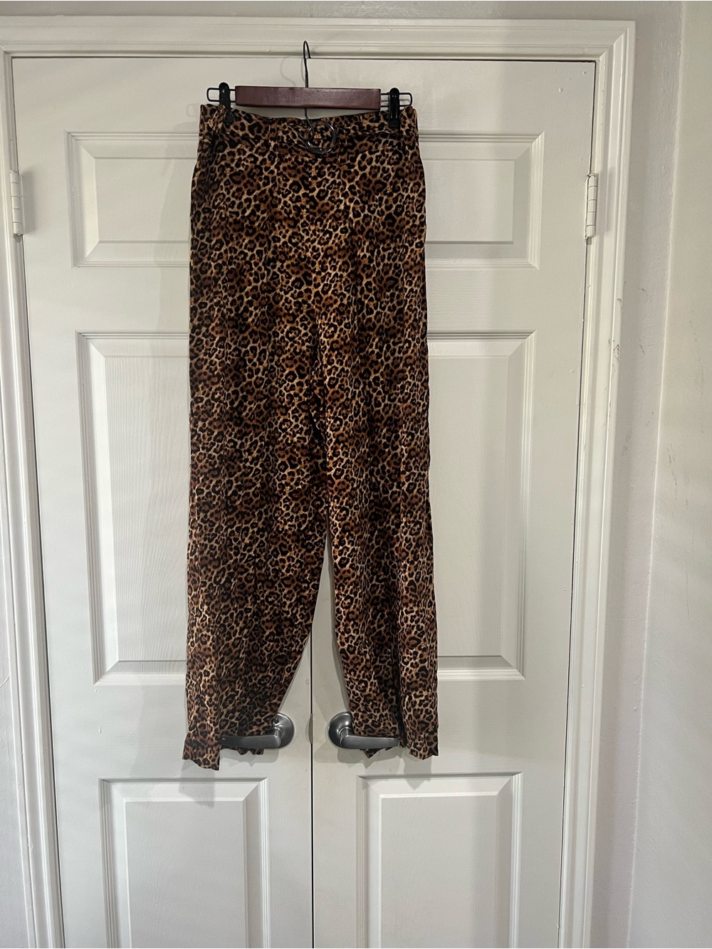 Leopard Print Wide-Leg Pants - Brown